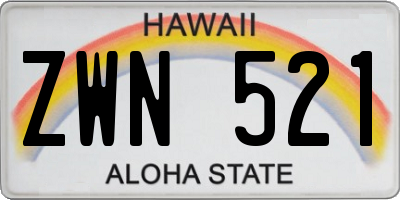HI license plate ZWN521