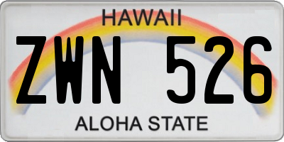 HI license plate ZWN526