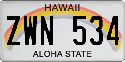 HI license plate ZWN534