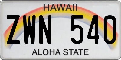 HI license plate ZWN540