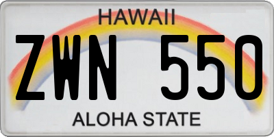 HI license plate ZWN550