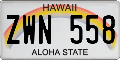 HI license plate ZWN558