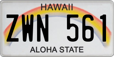 HI license plate ZWN561