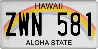 HI license plate ZWN581