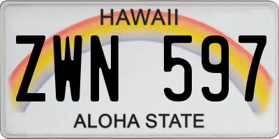 HI license plate ZWN597