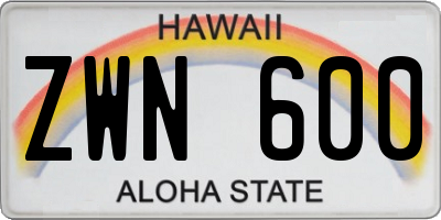HI license plate ZWN600