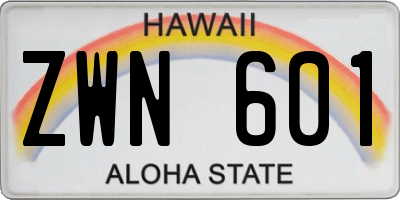 HI license plate ZWN601
