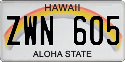 HI license plate ZWN605