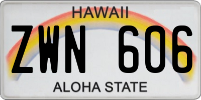 HI license plate ZWN606
