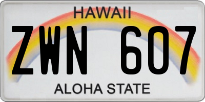 HI license plate ZWN607