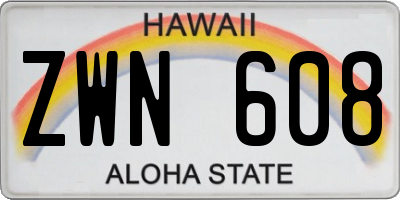 HI license plate ZWN608