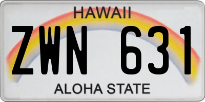 HI license plate ZWN631