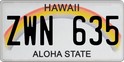 HI license plate ZWN635