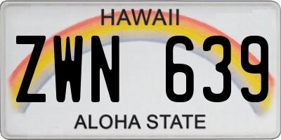 HI license plate ZWN639