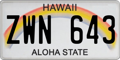 HI license plate ZWN643