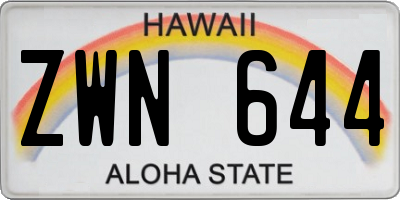HI license plate ZWN644