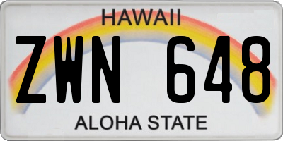 HI license plate ZWN648