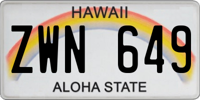 HI license plate ZWN649
