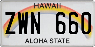 HI license plate ZWN660
