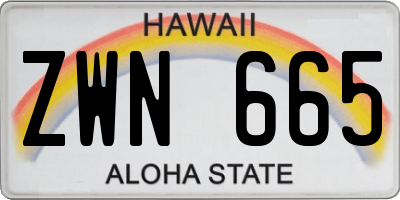 HI license plate ZWN665