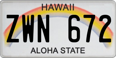 HI license plate ZWN672