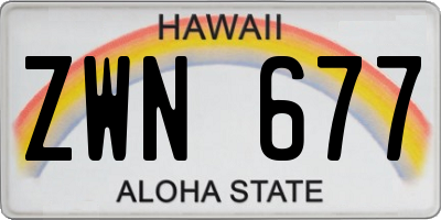 HI license plate ZWN677