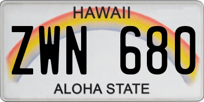 HI license plate ZWN680