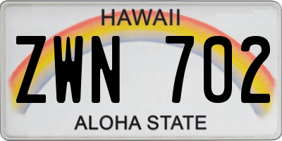 HI license plate ZWN702