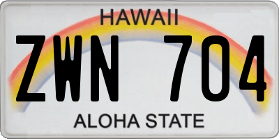 HI license plate ZWN704