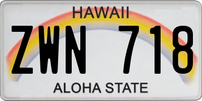 HI license plate ZWN718