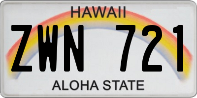 HI license plate ZWN721