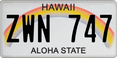 HI license plate ZWN747