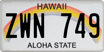 HI license plate ZWN749