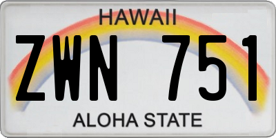 HI license plate ZWN751