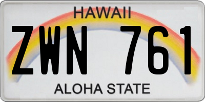 HI license plate ZWN761