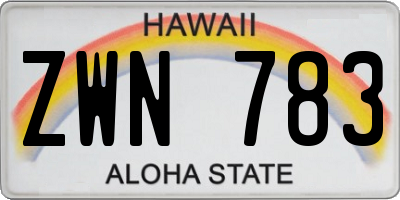 HI license plate ZWN783