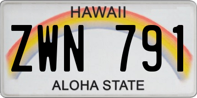 HI license plate ZWN791
