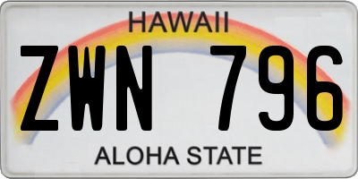 HI license plate ZWN796