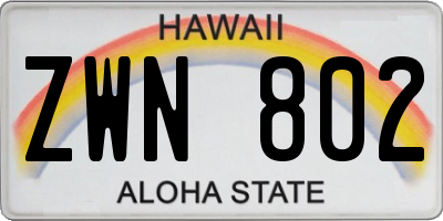 HI license plate ZWN802