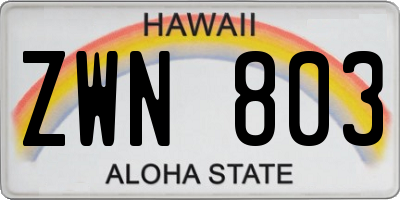 HI license plate ZWN803