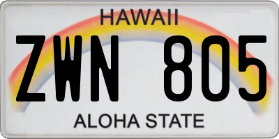 HI license plate ZWN805