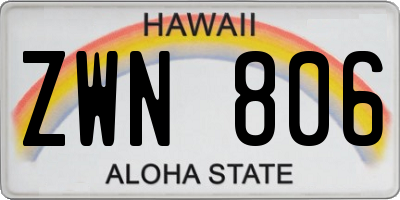 HI license plate ZWN806