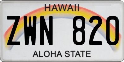 HI license plate ZWN820