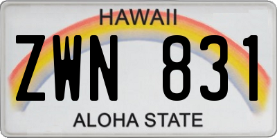 HI license plate ZWN831