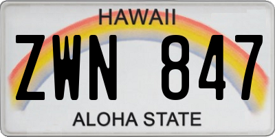HI license plate ZWN847