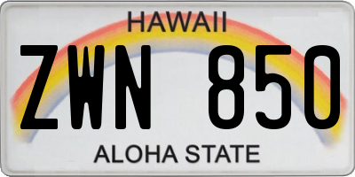 HI license plate ZWN850