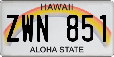 HI license plate ZWN851