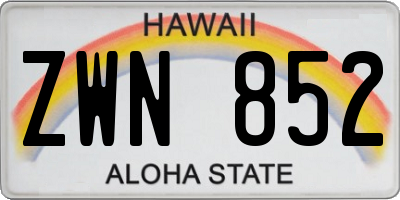 HI license plate ZWN852
