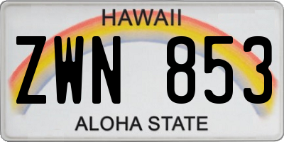 HI license plate ZWN853