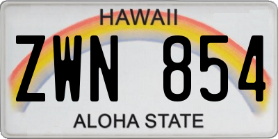HI license plate ZWN854